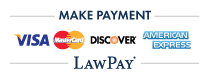Make Payment by VISA, Mastercard, Discover, American Express or LawPay